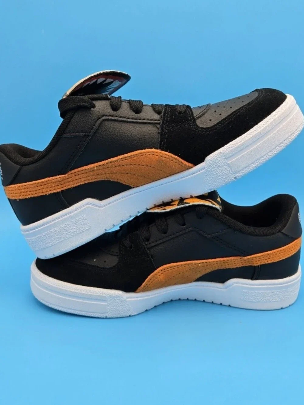 Puma CAR PRO HOT WHEELS Black Sneakers with Orange Stripe 403431 01 Kids 3.5 US